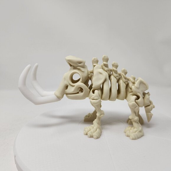 3D Printed Flexi Factory Articulated Mammoth Dinosaur Skeleton 7" x 4" - Picture 1 of 7